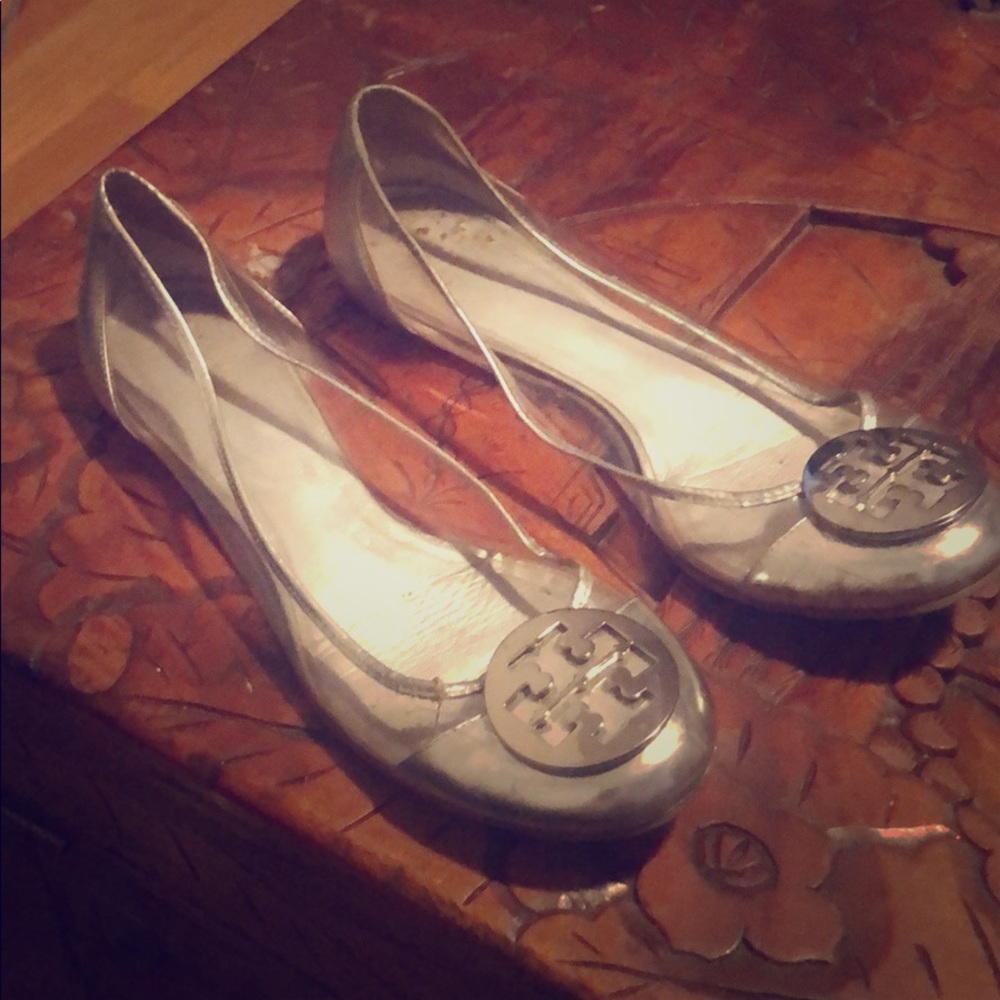 Tory Burch silver ballet flat